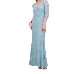 Eliza J 3/4 sleeve lace maxi dress light blue size 2